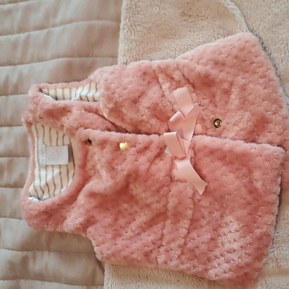 Pink toddler teddy Vest.